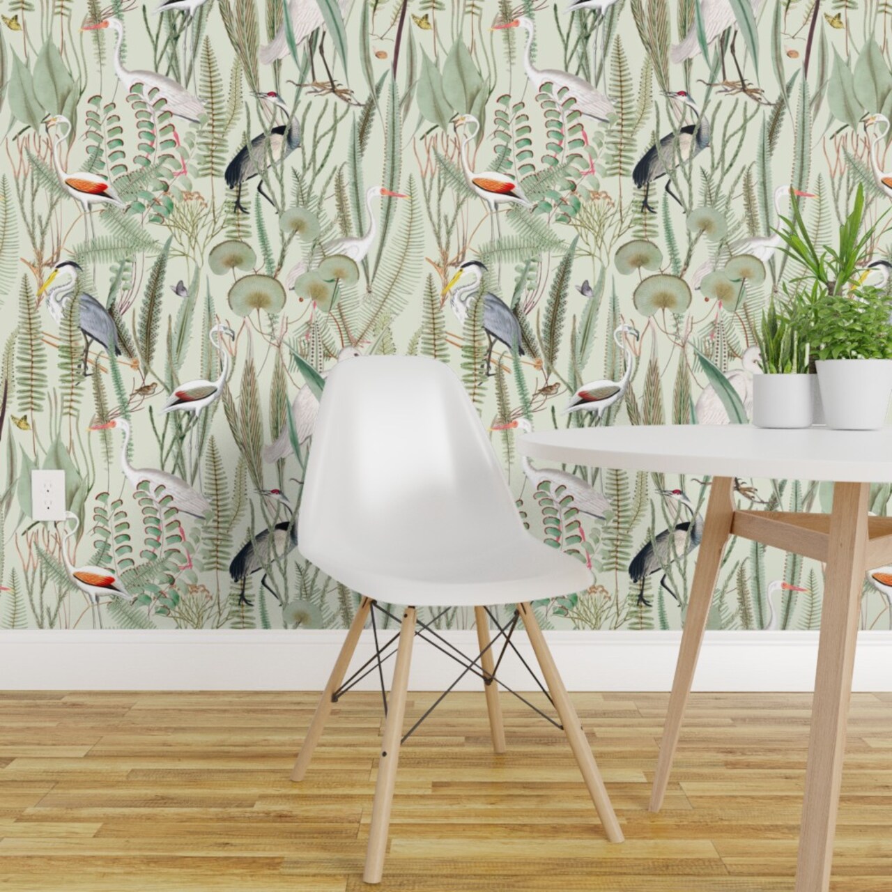 Peel & Stick Wallpaper 2FT Wide Vintage Leaves Butterfly Nature Birds Woodland Custom Removable Wallpaper by Spoonflower